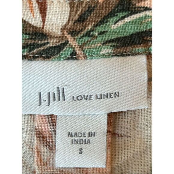 J. Jill Love Linen Palm Leaf Print Linen Blouse Sz S oversized Tropical Beach Bo - Picture 4 of 7